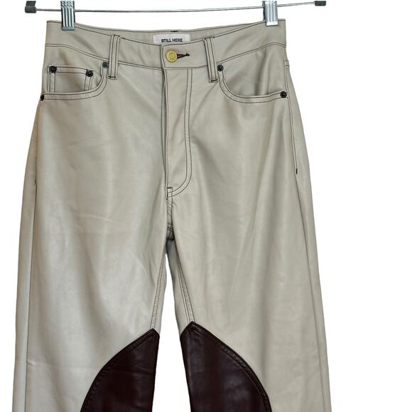 Still Here Vegan Leather Tate Straight Pants in Oxford Bone sz 24 $350 - Picture 5 of 12